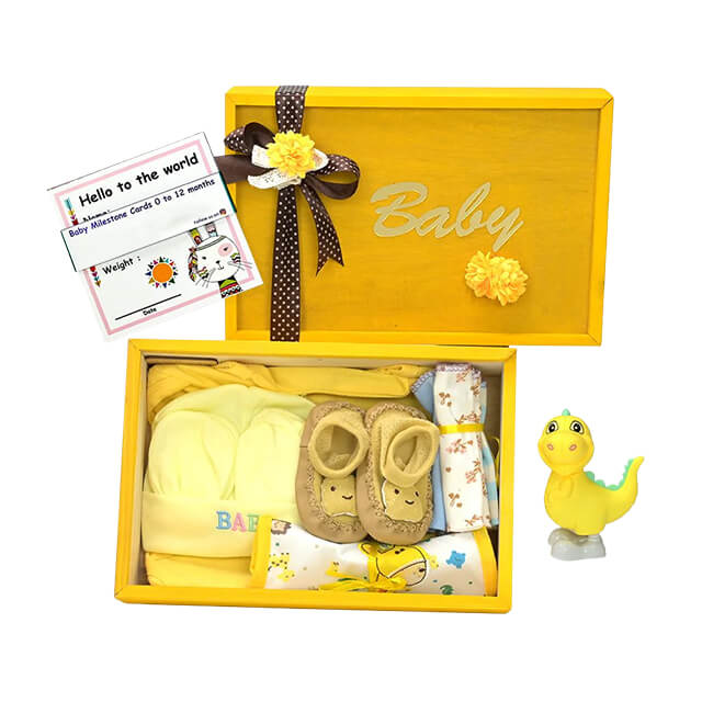 Yellow Sunshine Wooden Baby Gift Shower Box